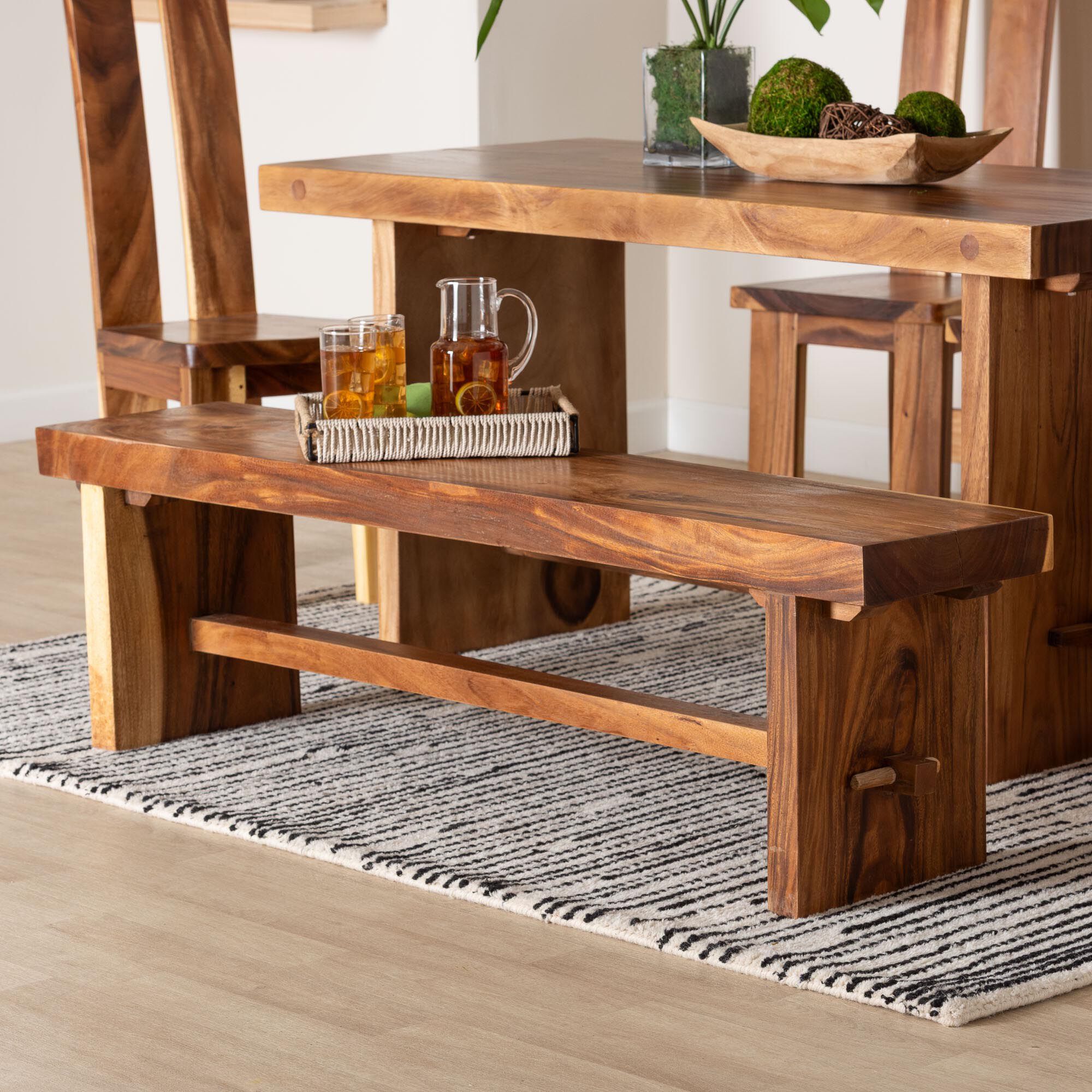 Biyu Suar Wood Dining Bench, BROWN, hi-res image number 0