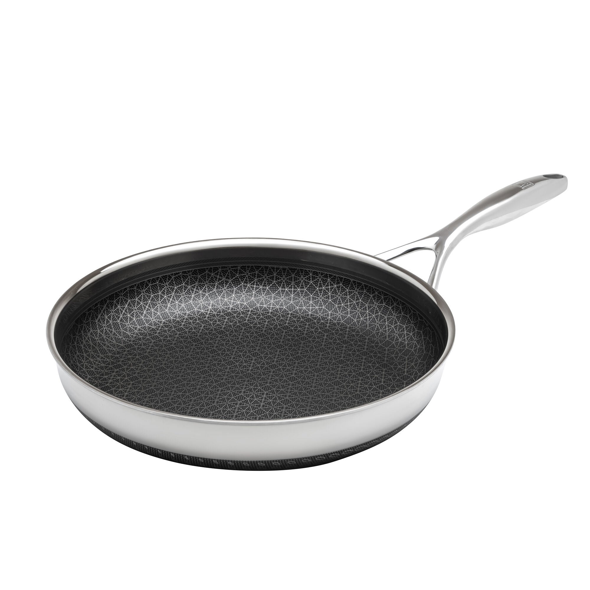 LIVWELL DiamondClad&trade; 12 inches Hybrid Nonstick Stainless Steel Frying Pan, Dishwasher Safe, PFOA-free &ndash; Silver/Black, SILVER, hi-res image number 0