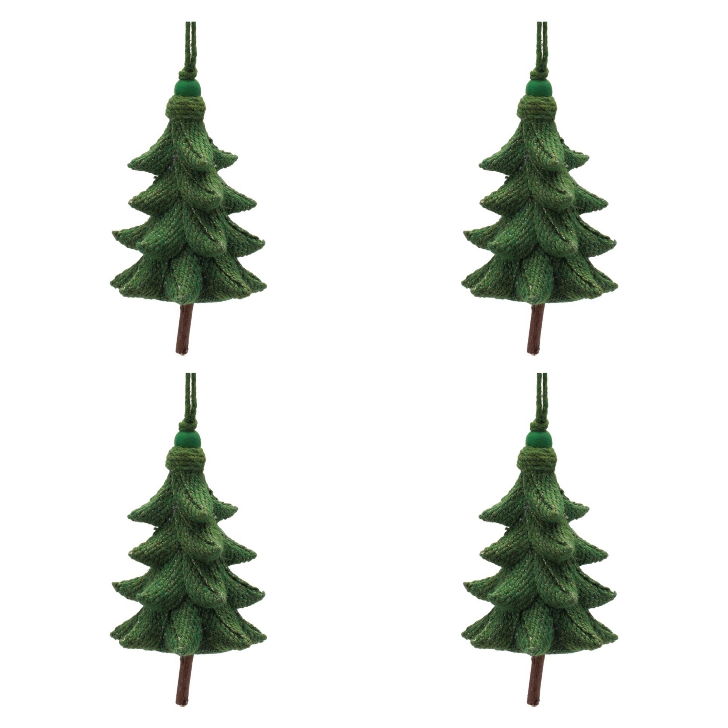 Rustic Tree Ornaments (Set of 4), GREEN, alternate image number 4