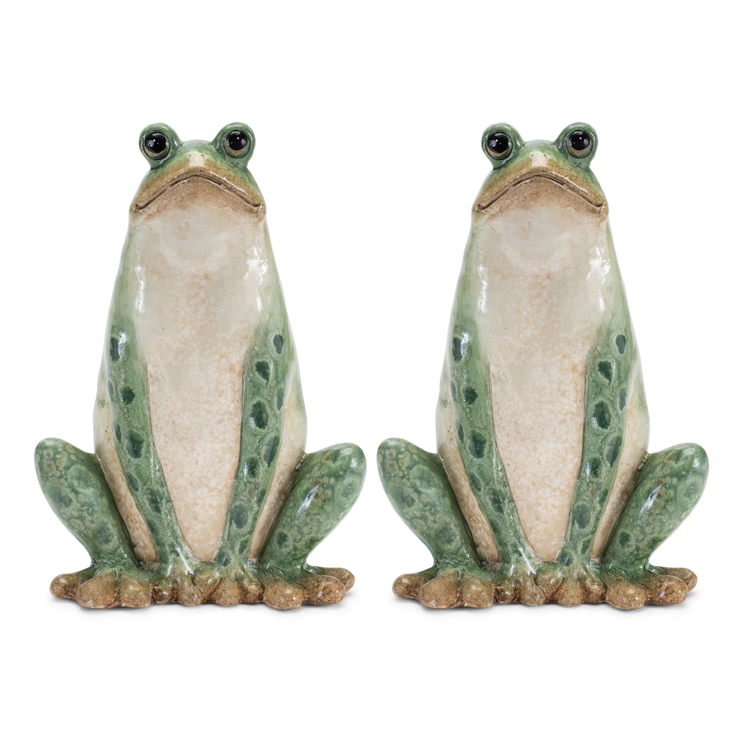Ceramic Garden Frog Statue (Set of 2), GREEN/BEIGE, alternate image number 2