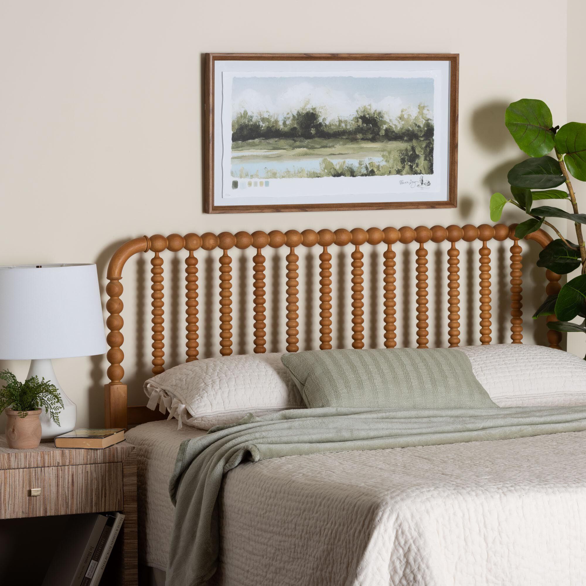Finley Turned Bobbin Headboard, BROWN, hi-res image number 0