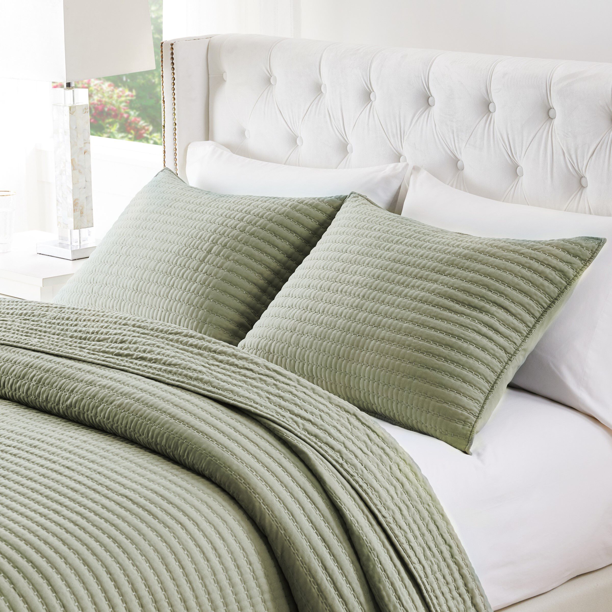 Greenland Home Fashions Vineyard Finely Stitched Quilt Set, SAGE, alternate image number 3