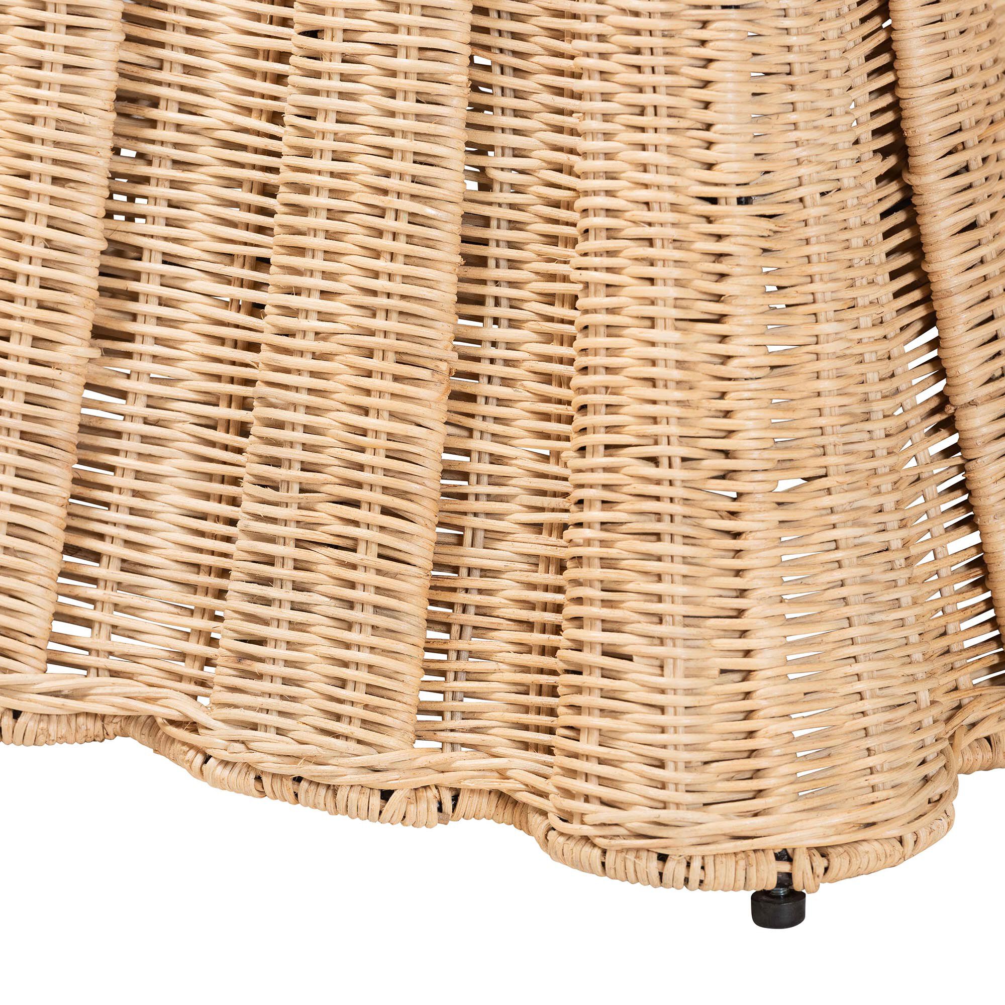 Rotem Natural Rattan Ottoman with Cushion, BROWN, alternate image number 4