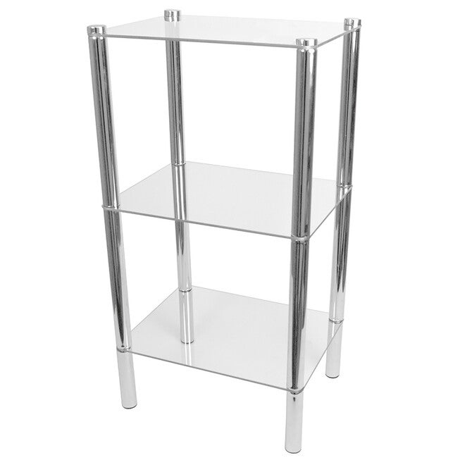 Home Basics 3 Tier Multi Use Rectangle Glass Corner Shelf Clear, , alternate image number null