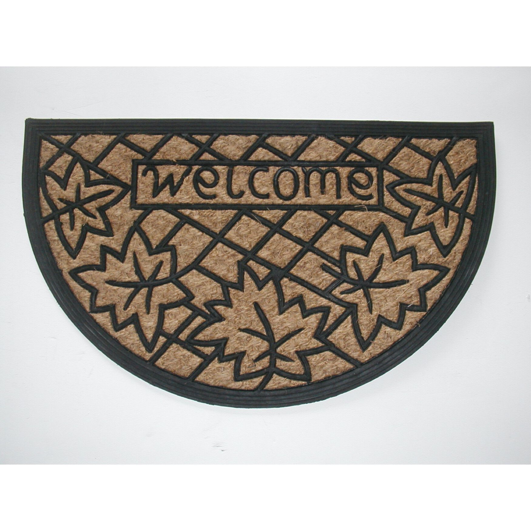 Welcome Leaves Hr Flat Weave Coir Mat With Rubber Backing Floor Coverings, MULTI, hi-res image number 0