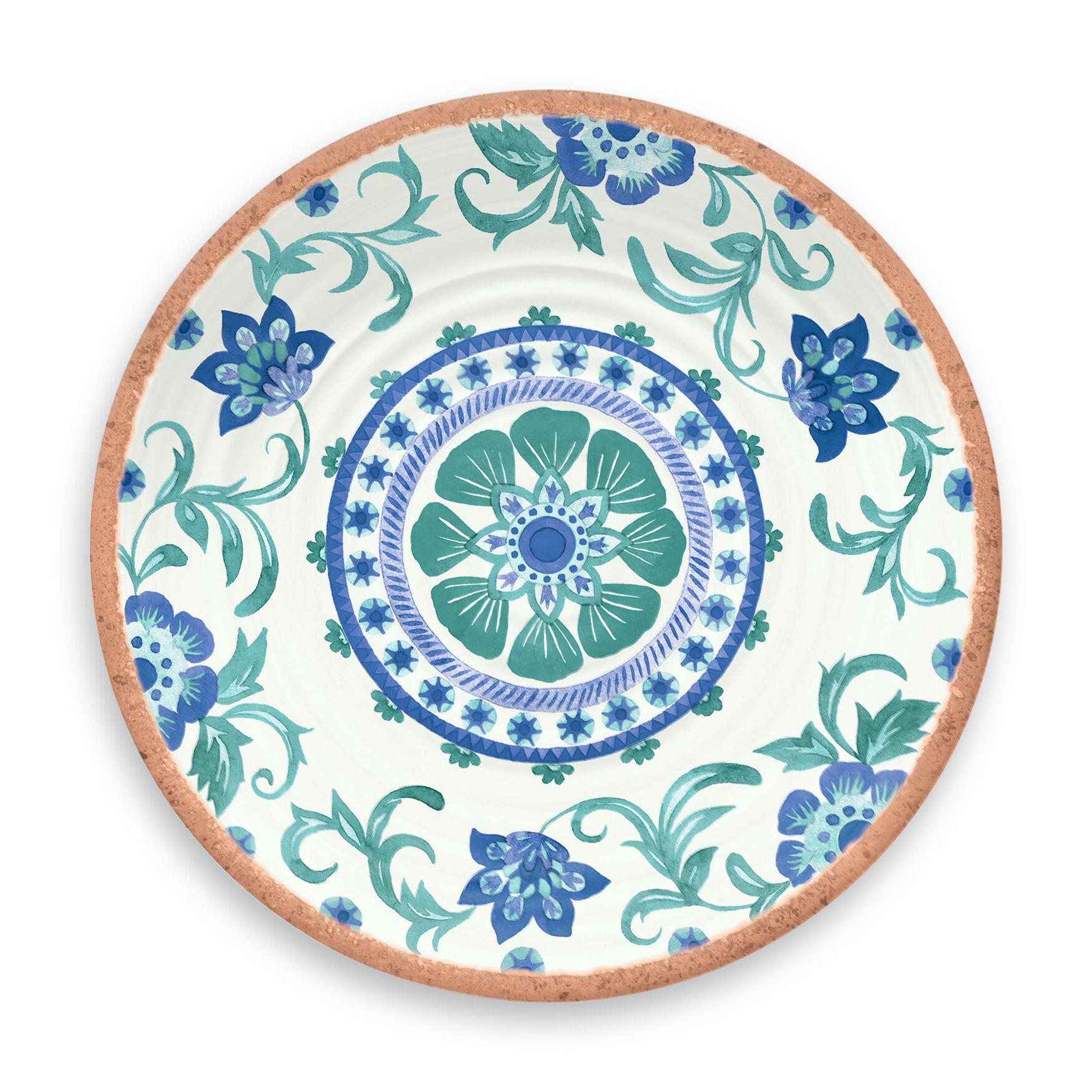 Rio Turquoise Floral Salad Plate, TURQUOISE, hi-res image number 0