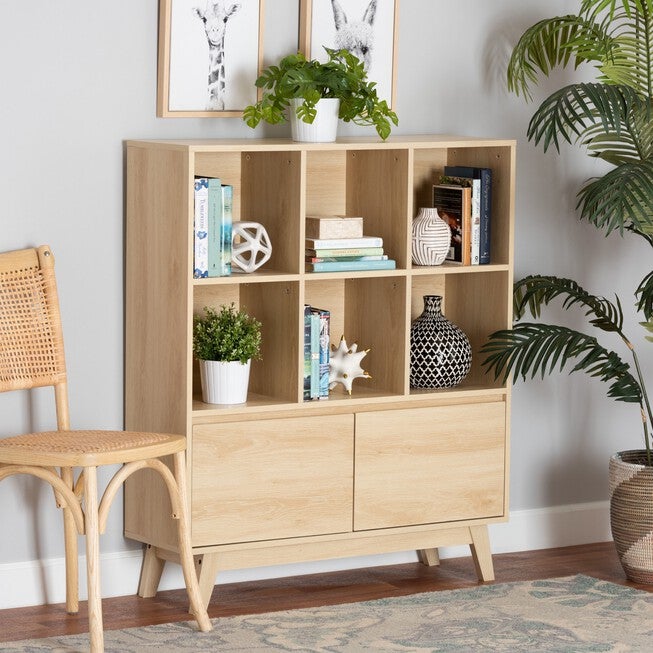 Danina Japandi Oak Brown Finished Wood Bookshelf, , alternate image number 6