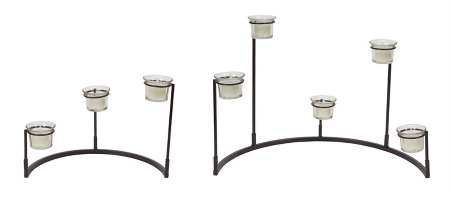 Multi-Level Votive Candle Holder Stand (Set of 4) 12 inchesH, 8.25 inchesH Metal/Glass, BLACK, alternate image number 1