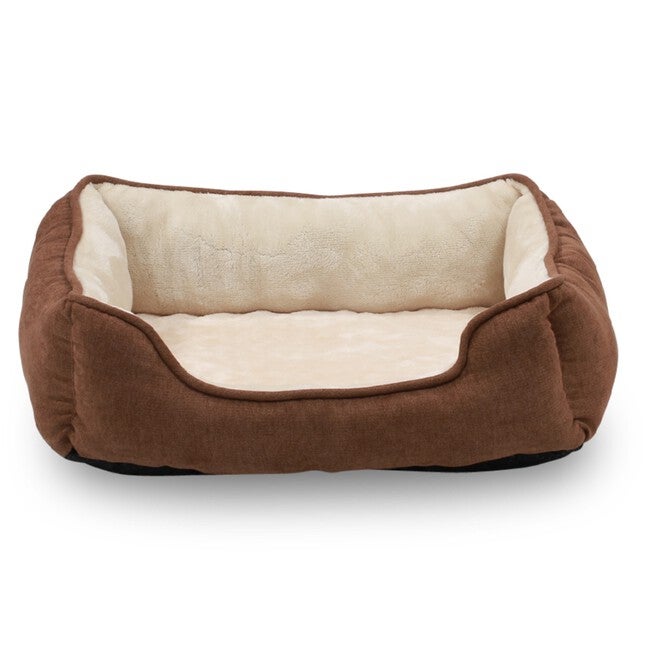 Orthopedic rectangle bolster Pet Bed,Dog Bed, super soft plush, Medium 25x21 inches BROWN, , alternate image number null