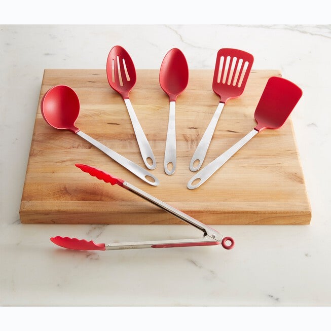 6-Pc. Stainless Kitchen Utensils with Nylon Head, STAINLESS, hi-res image number null