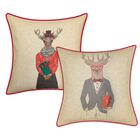 Holiday Christmas Plaid Reindeer Girlfriend Decorative Pillow , , alternate image number null
