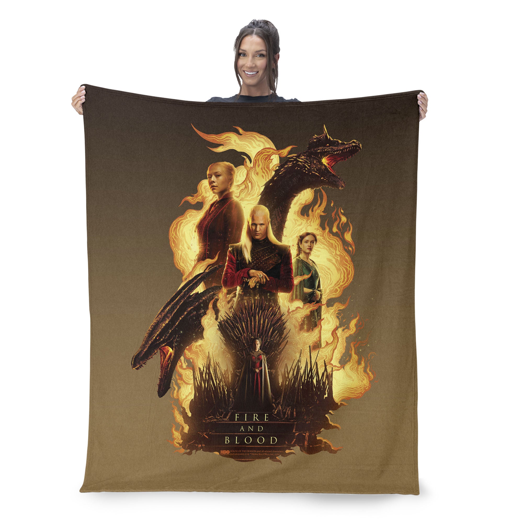 Warner Bros. House of the Dragon Fire and Blood Reigns Silk Touch Throw Blanket 40x50 Inches, YELLOW, on-hover image number 1