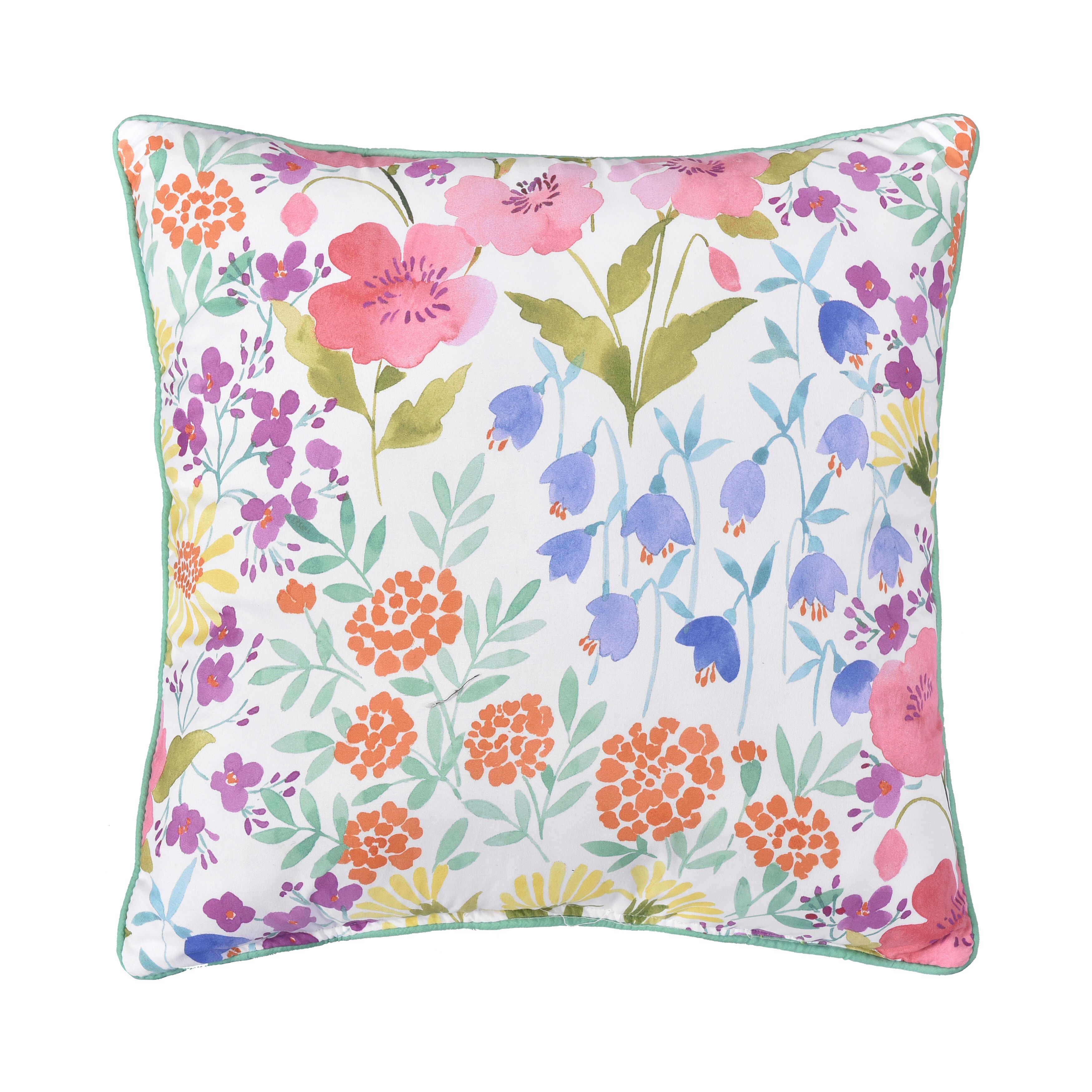 JULES 18 inches SQUARE DECORATIVE THROW PILLOW, TURQUOISE, on-hover image number 1