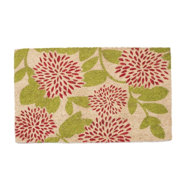 Floral With Green Leaves Coir Mat With Vinyl Backing Floor Coverings, MULTI, hi-res image number null