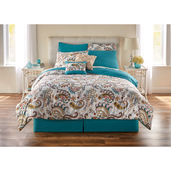 8 PC Paisley Printed Comforter Set, BLUE MULTI, hi-res image number null