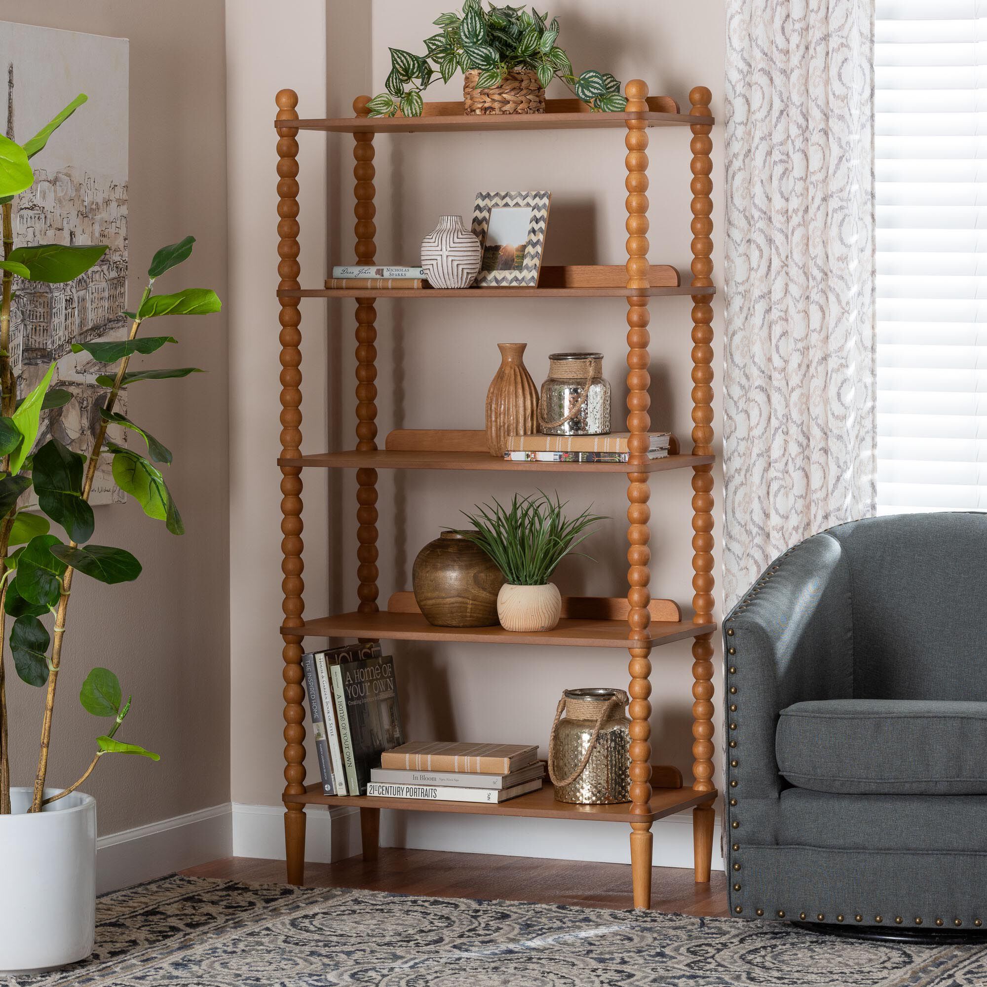 Lucera Bobbin Display Shelf, BROWN, hi-res image number 0