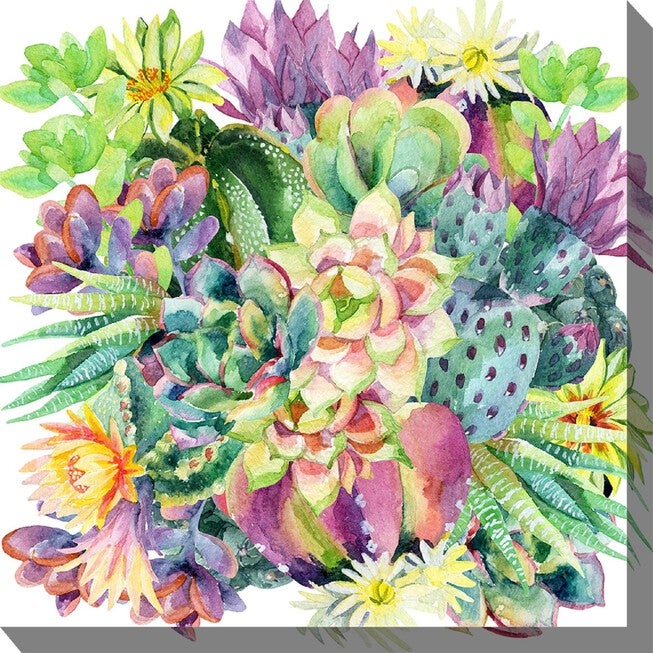 SUCCULENT BLOOMS OUTDOOR ART 24X24, MULTI, hi-res image number 0