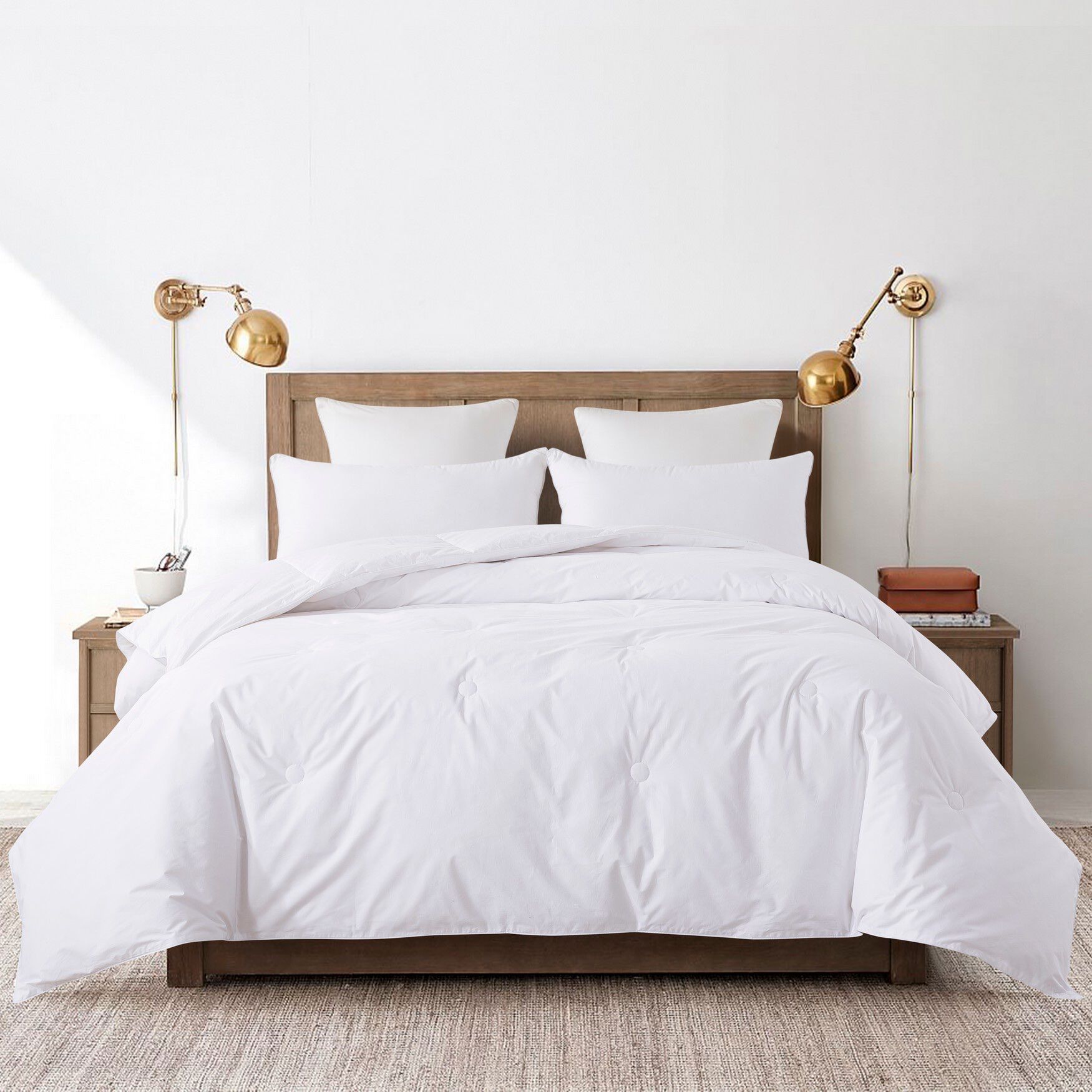 Button Stitch Down Comforter , WHITE, hi-res image number 0