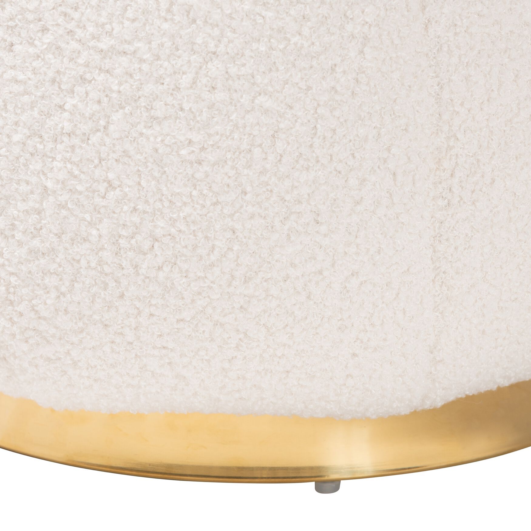 Raelynn Modern And Contemporary Ivory Boucle Upholstered And Gold Metal Ottoman, , alternate image number 2
