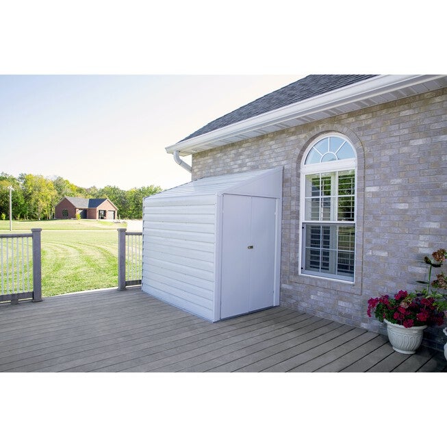 Yardsaver 4 x 7 ft. Steel Storage Shed Pent Roof Eggshell, , alternate image number null