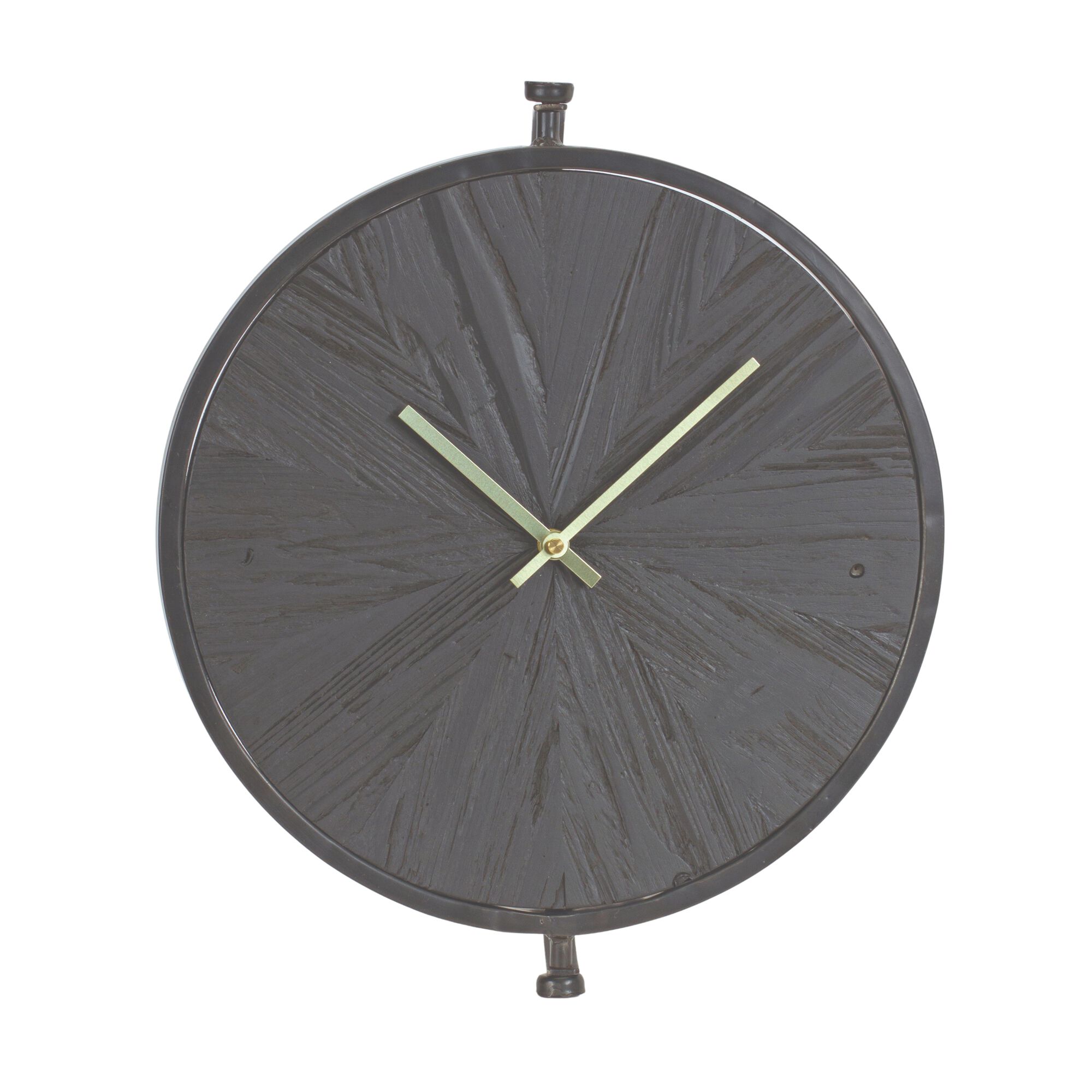 Wall Clock 16.25 inchesD Wood/Iron 1 AA Battery, Not Included, BLACK, hi-res image number 0