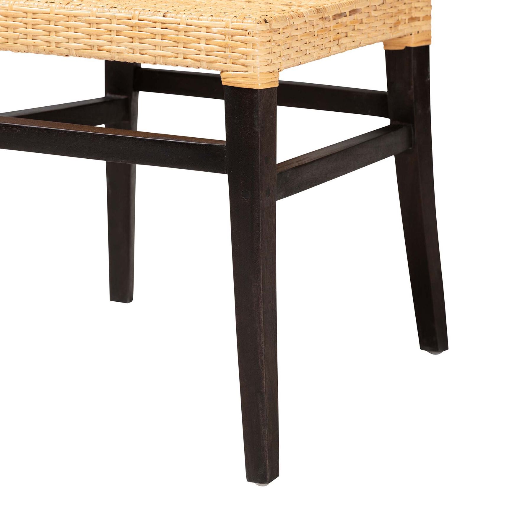 Lingga Modern Bohemian Dark Brown Mahogany Wood And Natural Rattan Dining Chair, , alternate image number 5
