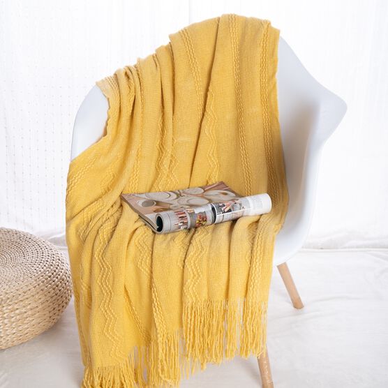 Battilo Home Intricate Woven Throw Blanket with Raised Patterns and Tasseled End, 50"L x 60"W, , alternate image number null
