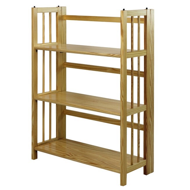 3-Shelf Folding Stackable Bookcase 27.5 inches Wide-Natural, , on-hover image number 1