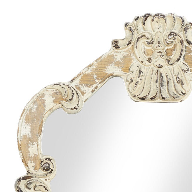 Cream Vintage Wood Wall Mirror, , alternate image number null