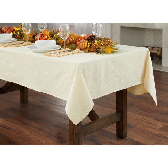Damask 60" x 104" Tablecloth, IVORY, hi-res image number null