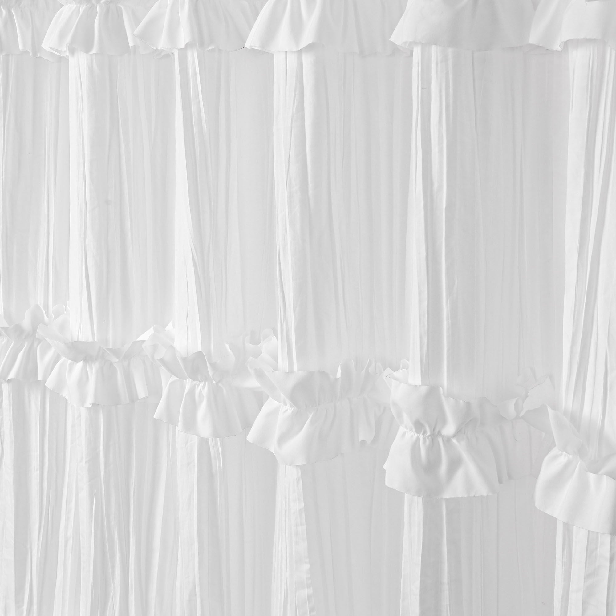 Recycled Ruffles and Pleats Shower Curtain, WHITE, alternate image number 3