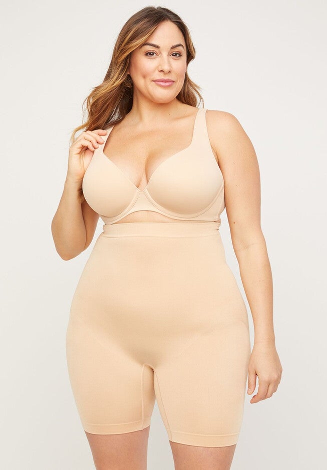 Seamless Hi-Waist Thigh Shaper, TOASTED ALMOND, hi-res image number null