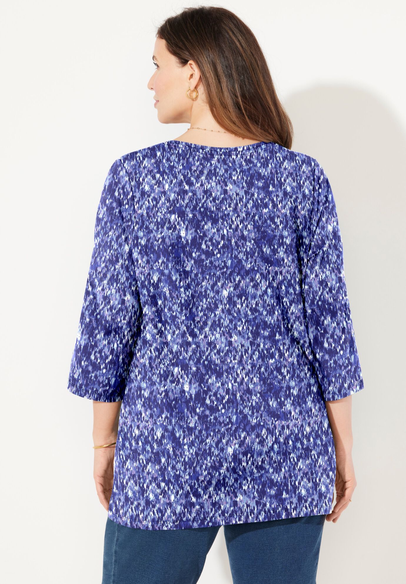 Suprema® 3/4 Sleeve V-Neck Tee, TEXTURE PRINT, alternate image number 2