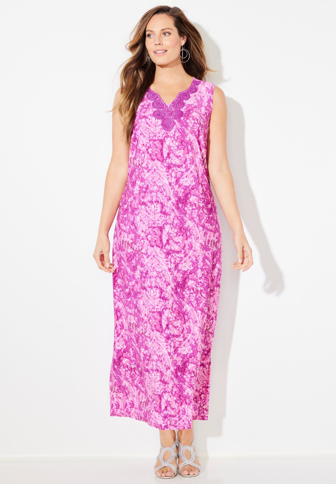 Terrace Ridge Maxi Dress, BERRY PINK DAMASK, hi-res image number 0