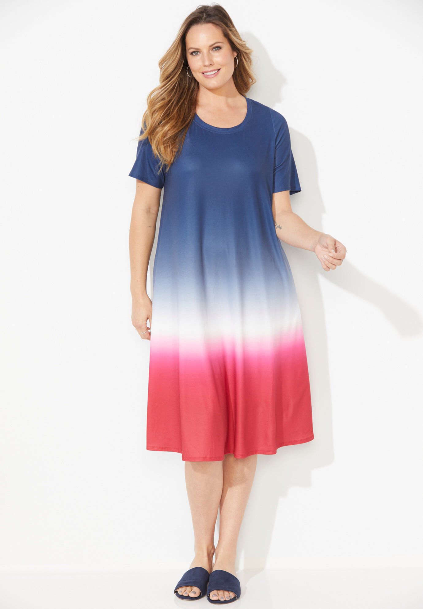 Parade Dip-Dye A-Line Dress (With Pockets), NAVY OMBRE, hi-res image number 0