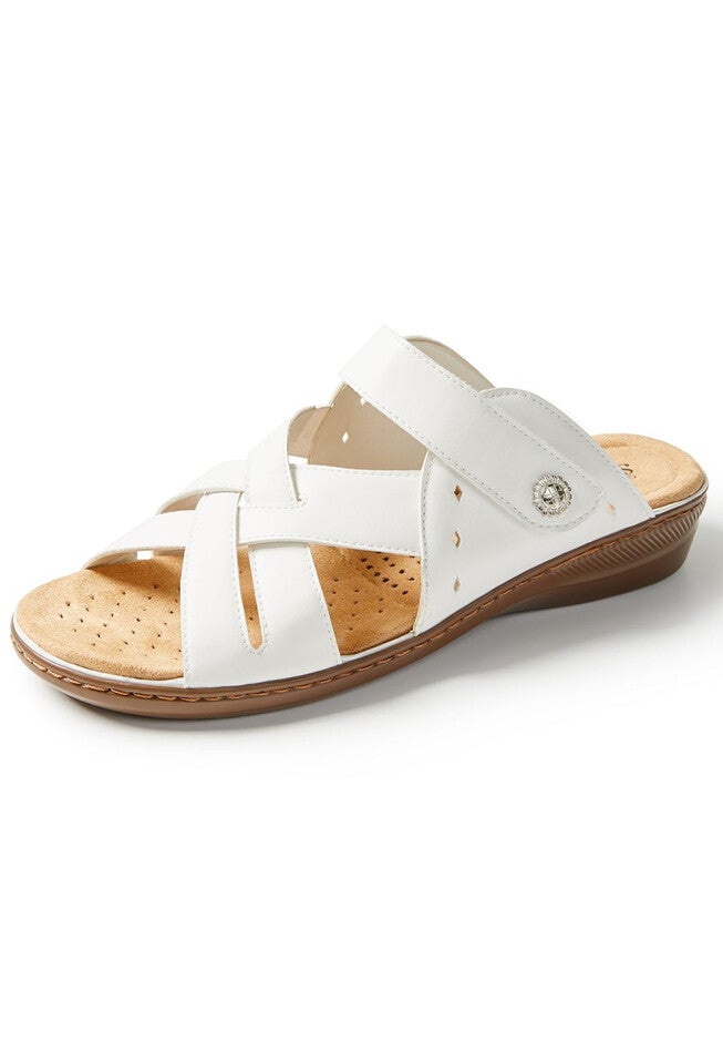 Good Soles Crisscross Slide Sandal, WHITE, hi-res image number null