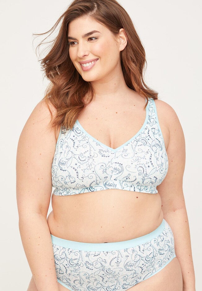 Cotton Comfort No-Wire Bra, LIGHT BLUE DAY PAISLEY, hi-res image number null