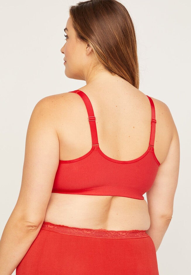 Cotton Comfort Front-Close No-Wire Bra with Lace, , on-hover image number null