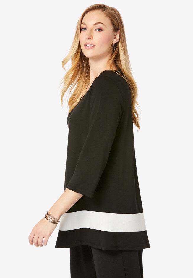 Asymmetrical-Hem Colorblock Tunic, , alternate image number null