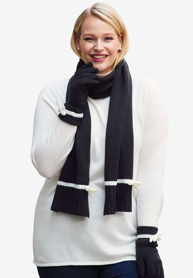 Scarf & Glove Set, BLACK, hi-res image number 0