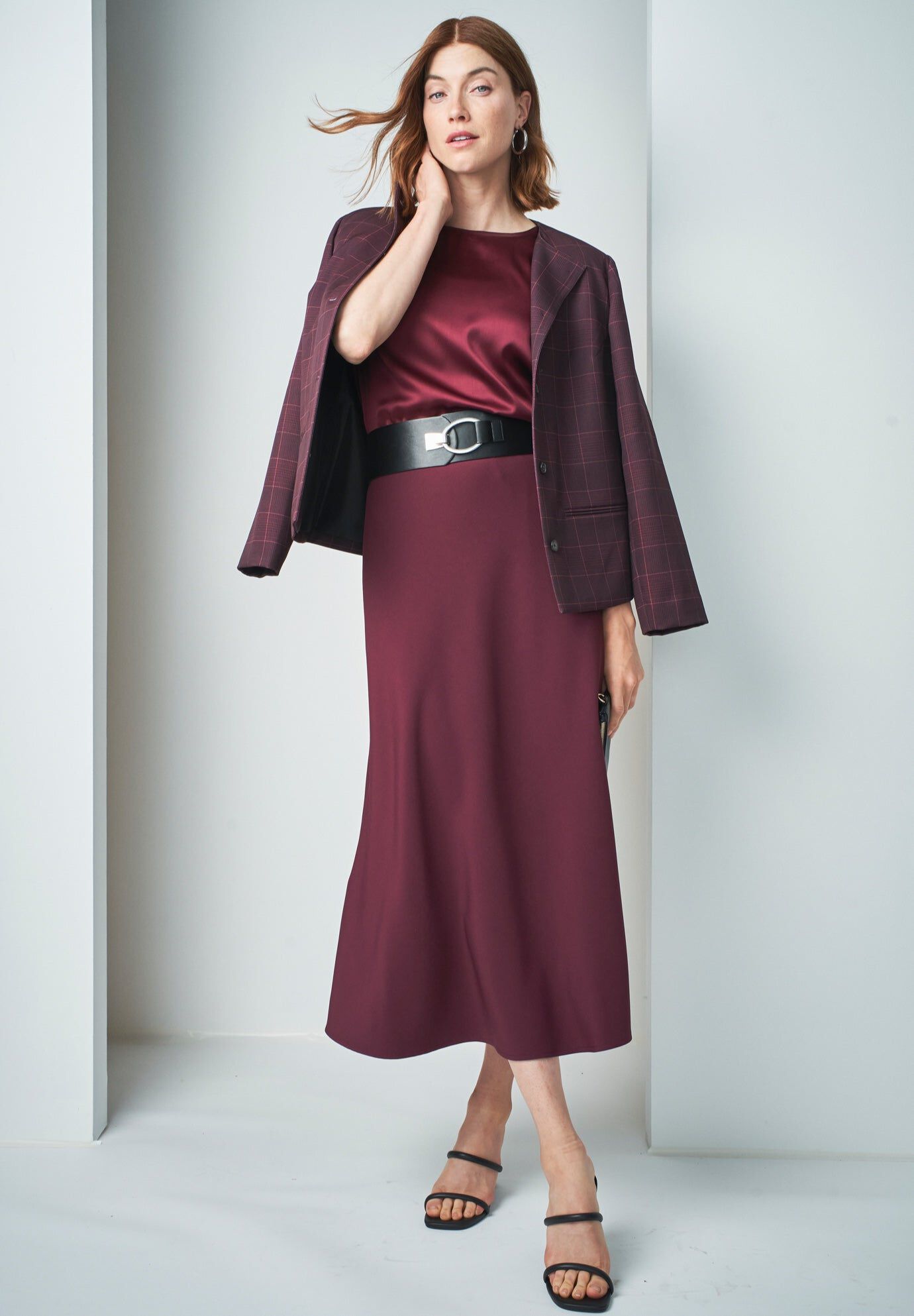 Bi-Stretch Swing Skirt, MERLOT, hi-res image number 0