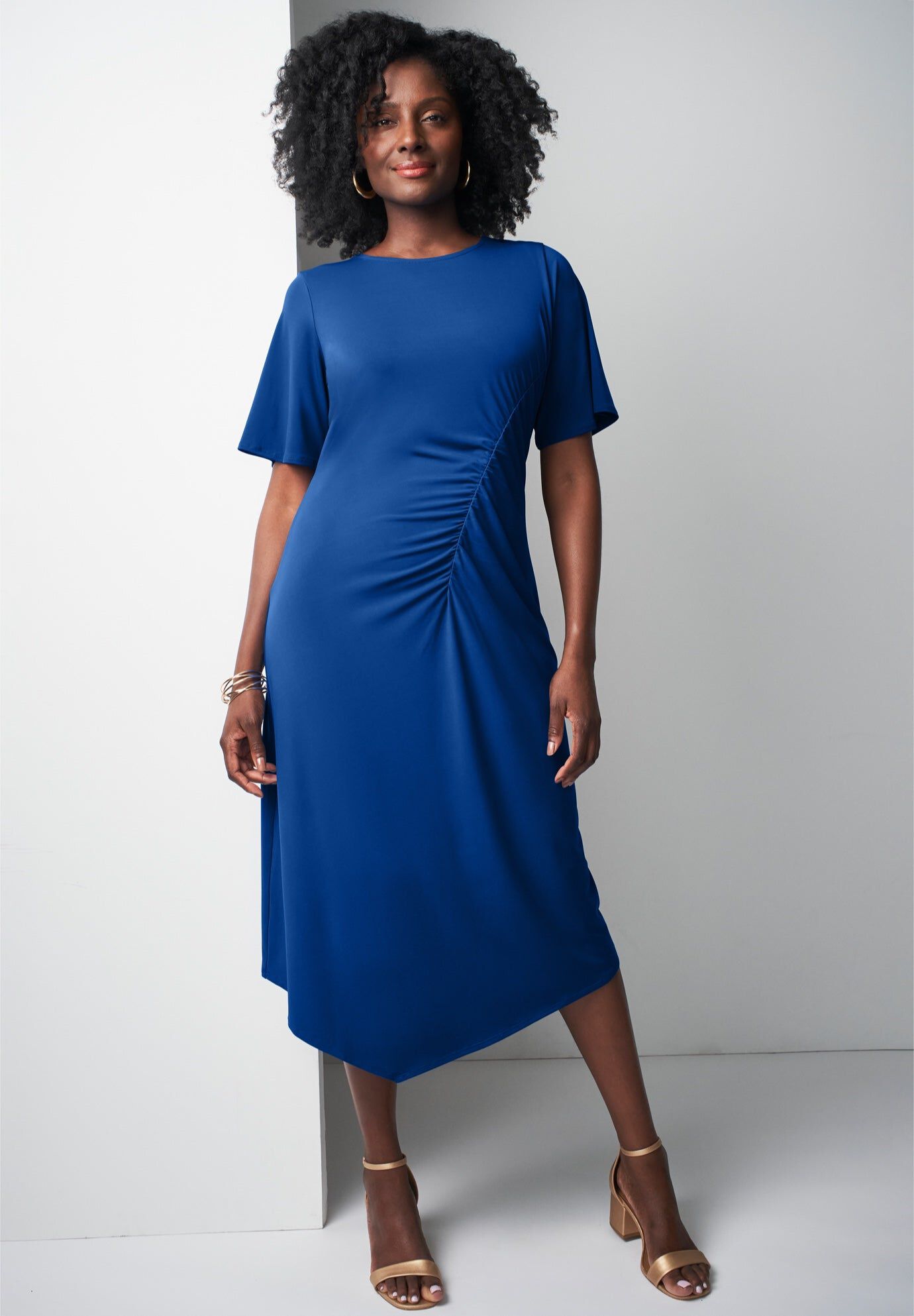 Flutter Sleeve Midi Dress, DARK SAPPHIRE, hi-res image number 0