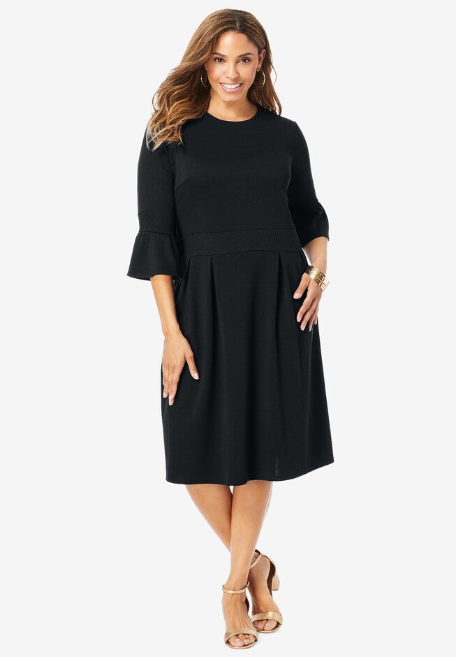 Ponte Fit & Flare Dress, BLACK, hi-res image number null