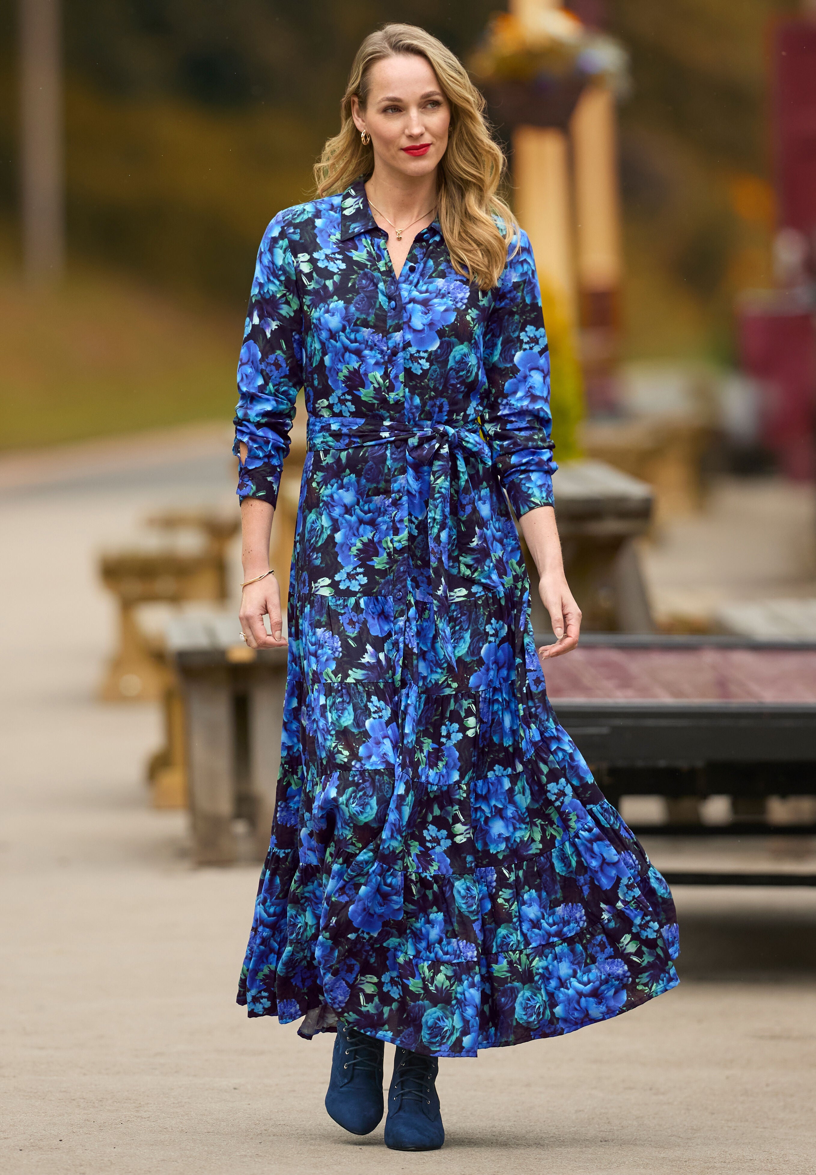 Garden Maxi Shirtdress, SAPPHIRE POPPY FLORAL, alternate image number 7