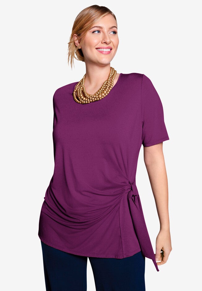 Side-Tie Tee, PURPLE TULIP, hi-res image number null