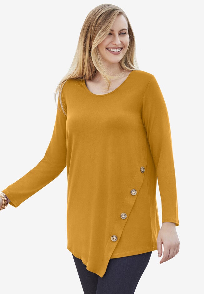 Side-Button Tunic, RICH GOLD, hi-res image number 0