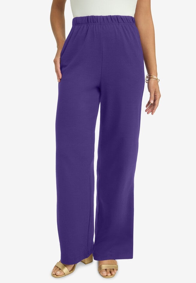 Wide Leg Soft Ease Pants with Pockets, Black Ellos