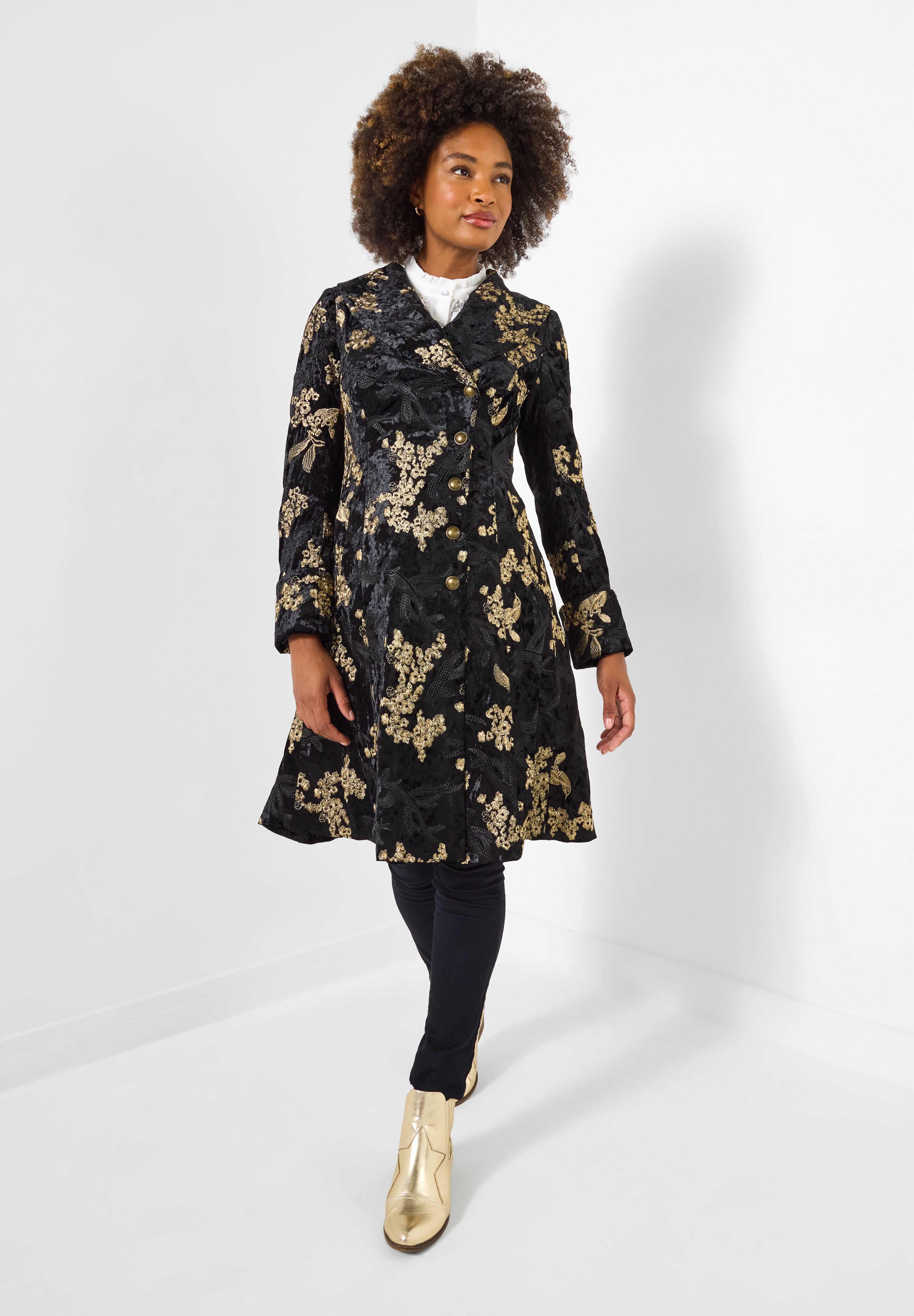Gold Brocade Coat, GOLDEN FLOWERS, hi-res image number 0