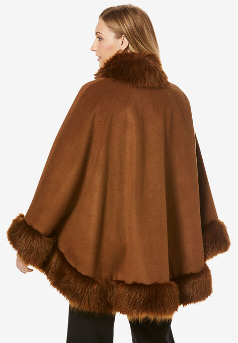Faux Fur Trim Cape, , on-hover image number null