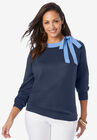 Tie-Neck Sweater, NAVY, hi-res image number null